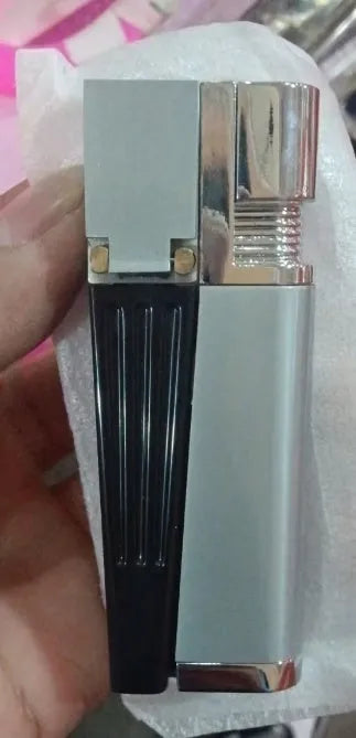 Pipe lighter 2-in-1 foldable metal butane lighter with square cover, zinc alloy and ABS construction