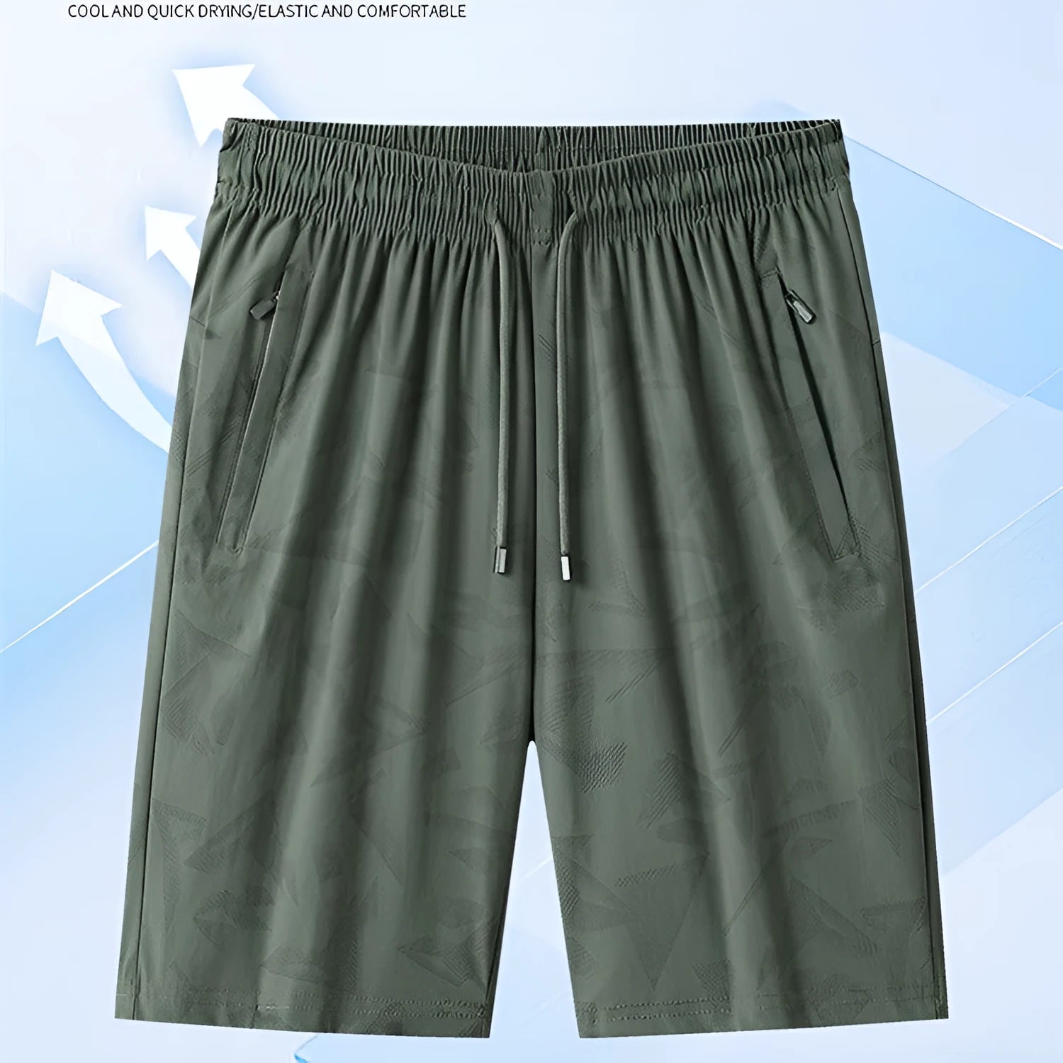 Camouflage pattern men's and women's ice silk summer exercise shorts in black, knee length, plus size up to 8XL