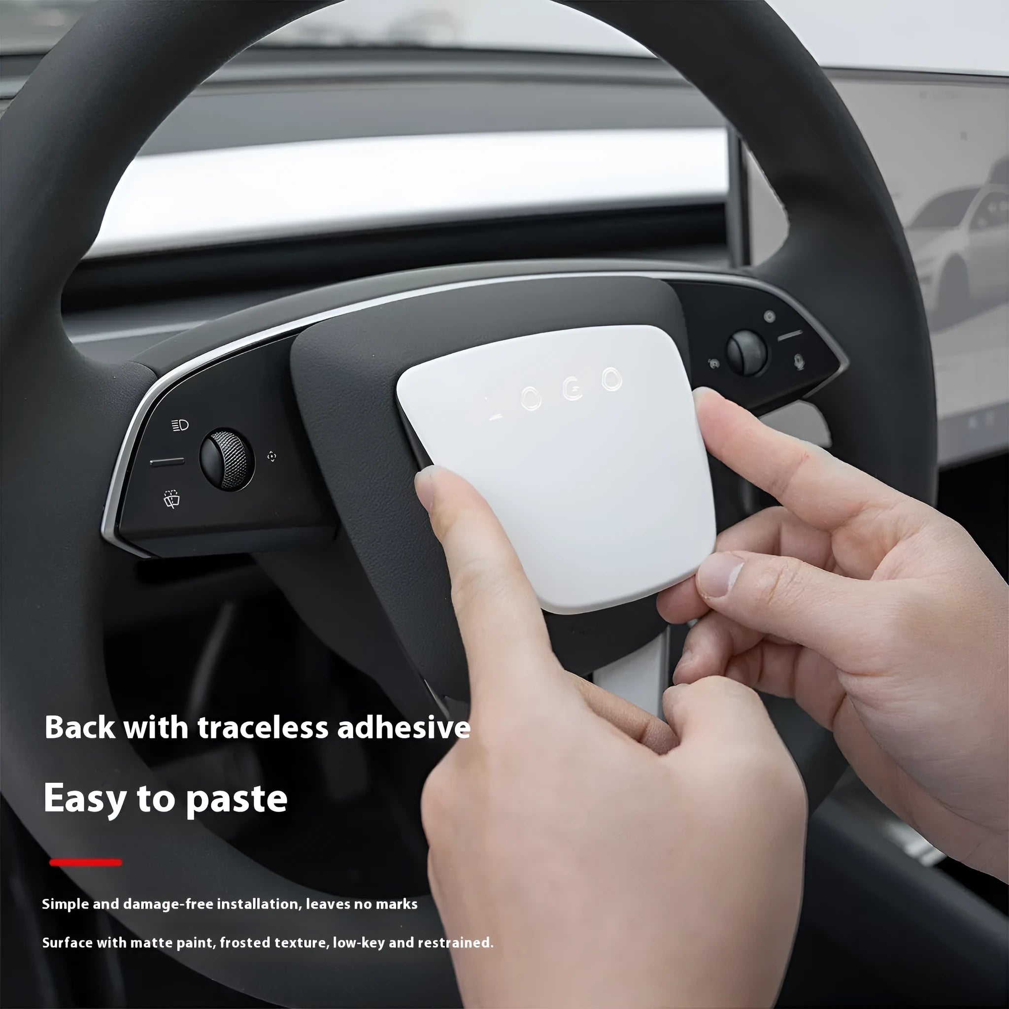 White plastic AB steering wheel patch decorative protective shell for car interior renewal