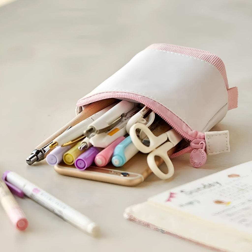 Corduroy drop-down telescopic stationery case in Korean style with six colour options