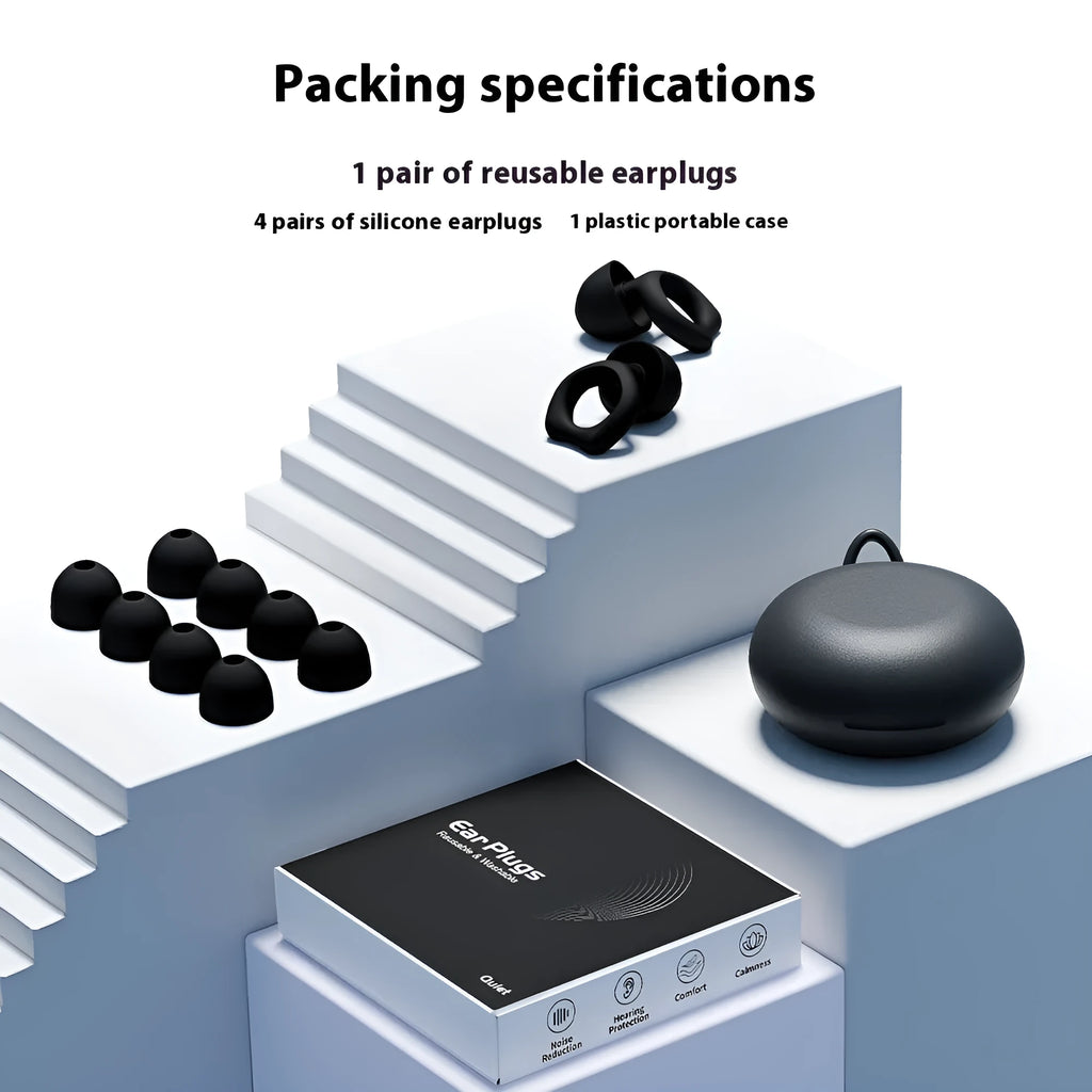 Super anti-noise silicone soundproof earplugs in black for sleep party work