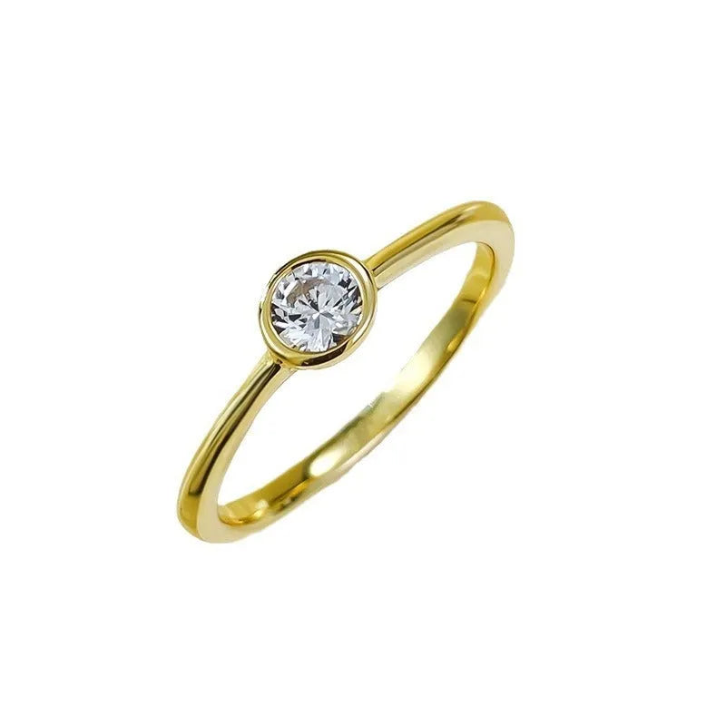 Crown-shaped silver ring with minimalist lines in R962 gold or platinum finish