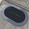 Oval super absorbent quick-dry bath mat with non-slip rubber bottom in grey, 40x60cm