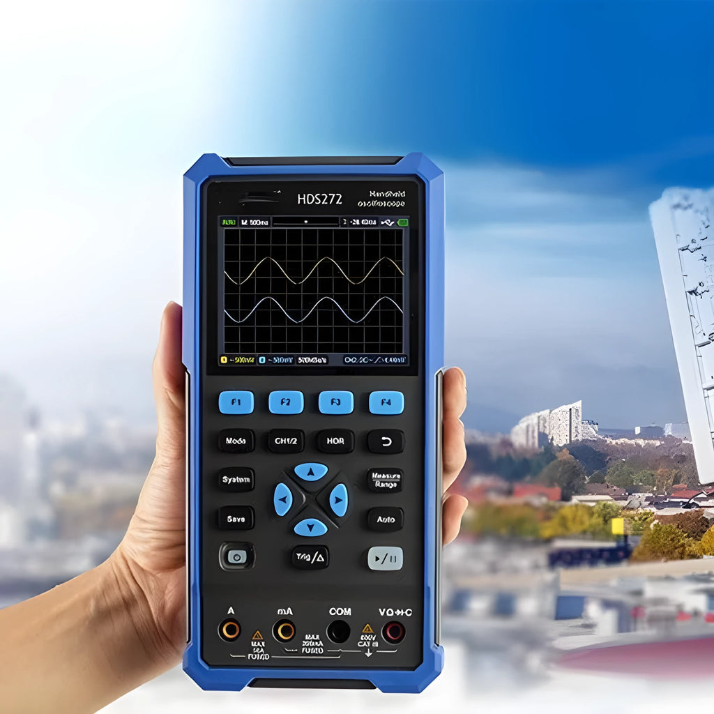Handheld digital oscilloscope with probes and accessories for automotive and electronics repair diagnostics
