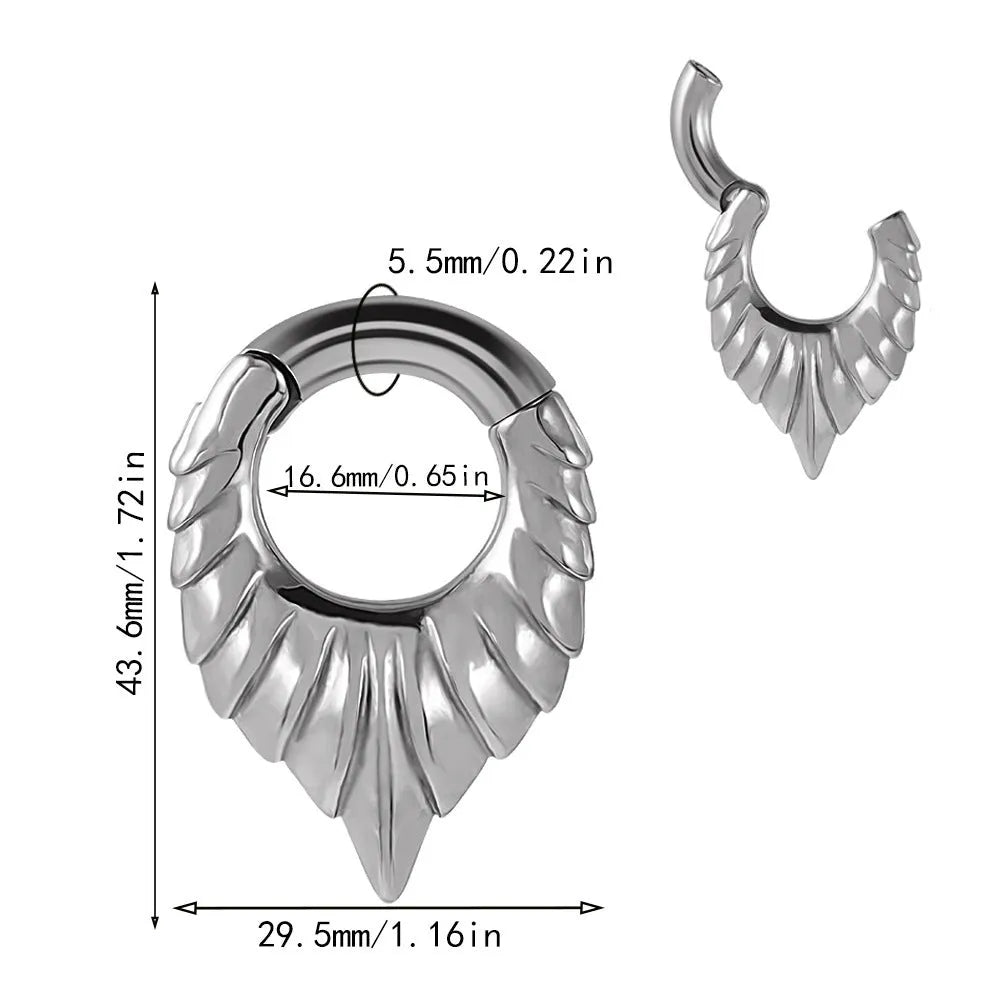 Stainless steel drop-shaped ear extender with totem pattern in four colour variations