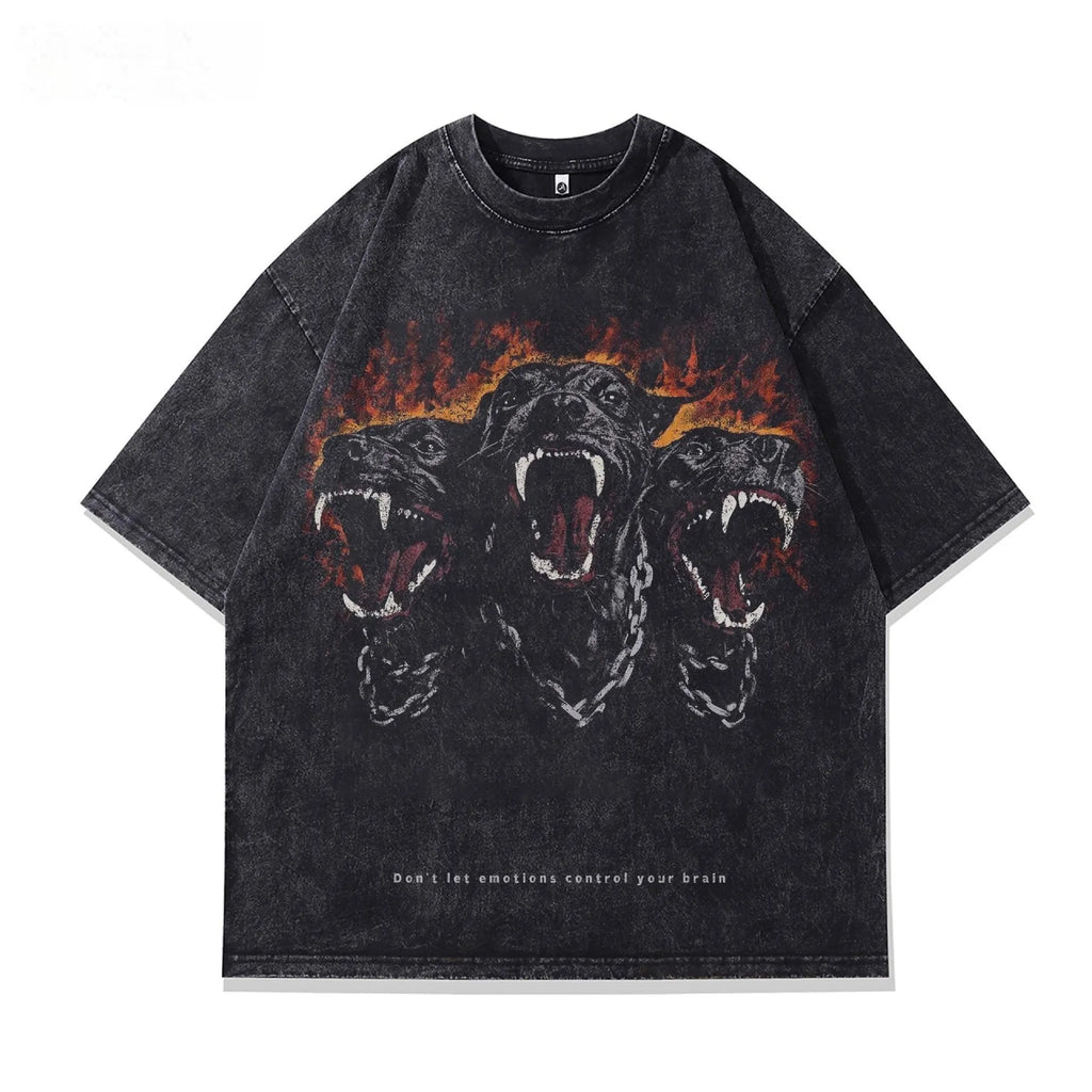 Men's character pattern printed cotton t-shirt with short sleeves and loose fit