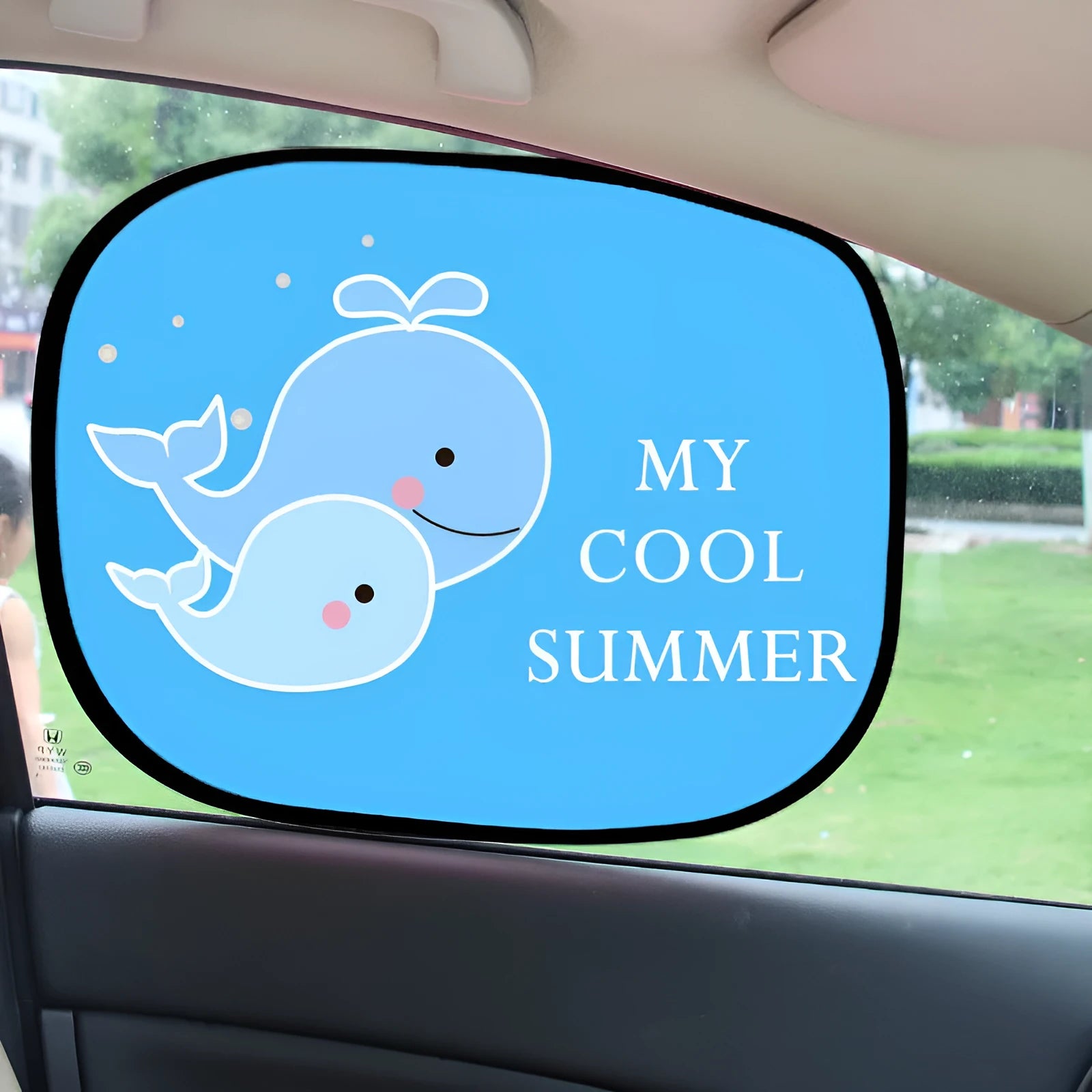 Electrostatic car side window sun shades with animal designs in nylon mesh