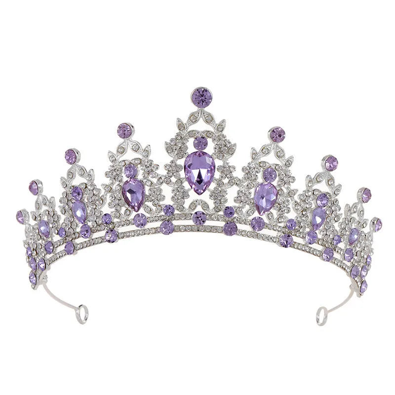 Baroque bride headdress crown with rhinestone detailing in silver and gold colour options