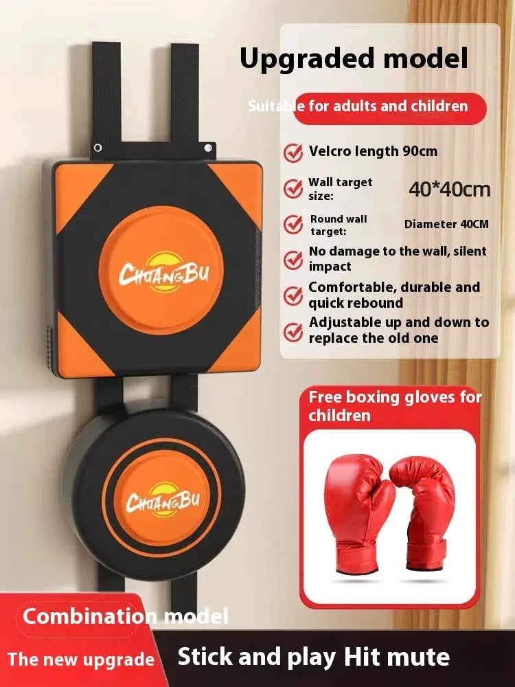 Boxing sandbag home fight wall target hanging PU punch bag with round square options and boxing gloves