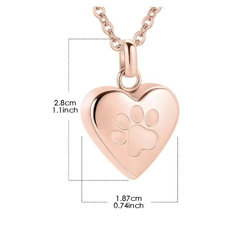 Heart shaped titanium steel cinerary casket necklace with polished finish in silver black gold and rose gold options