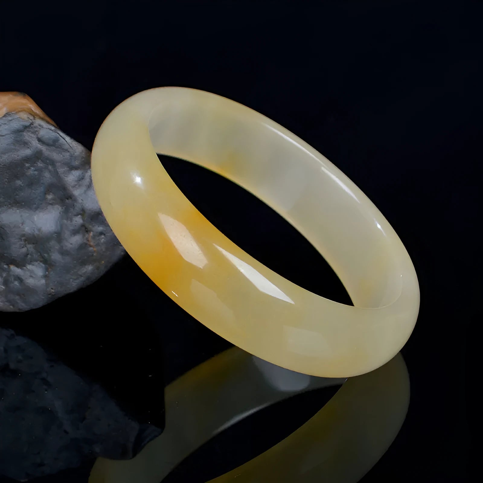 Natural gem light jade bracelet with polished surface, Chinese style, available in 54-62mm sizes
