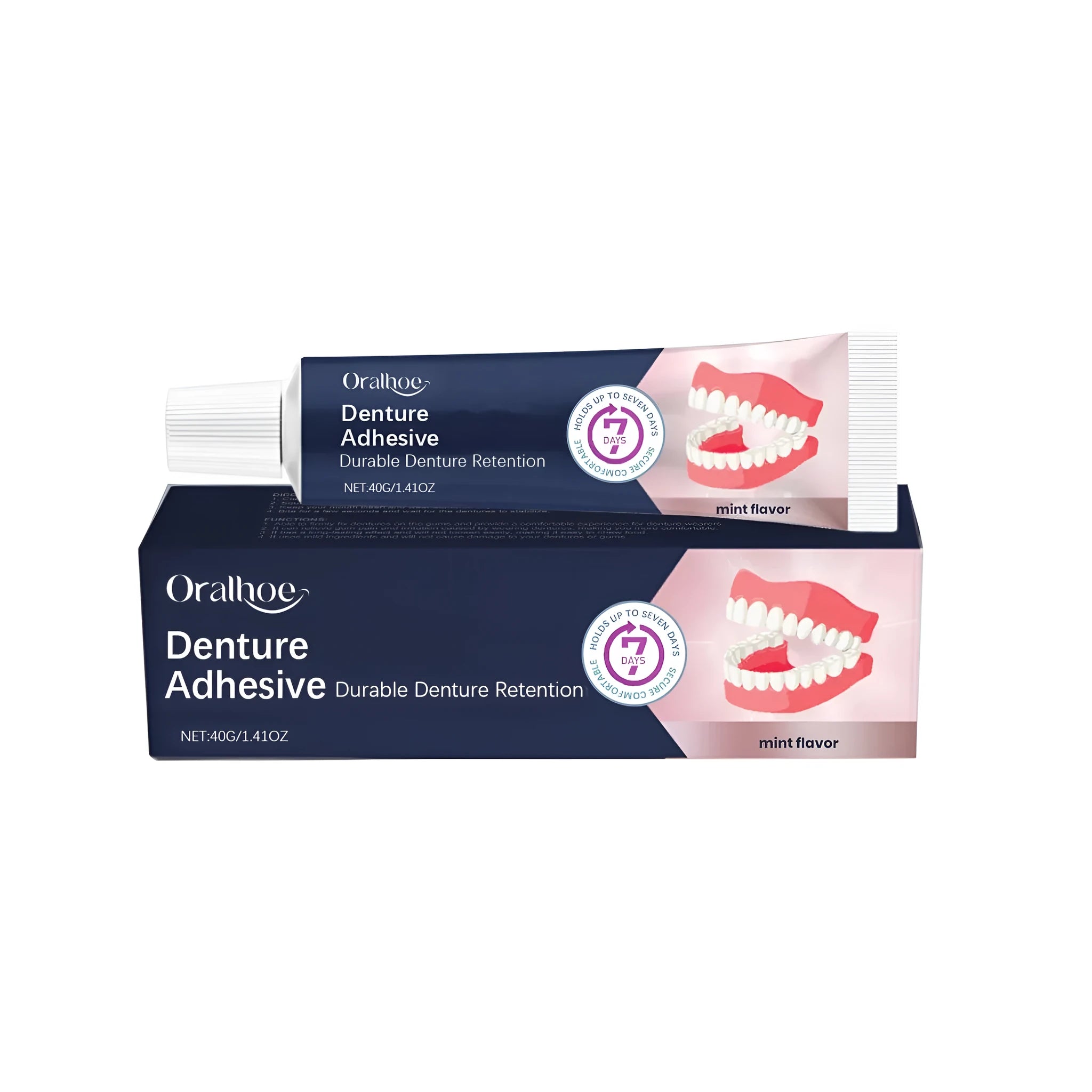 40g tube of menthol flavoured denture fixing adhesive cream for dental use