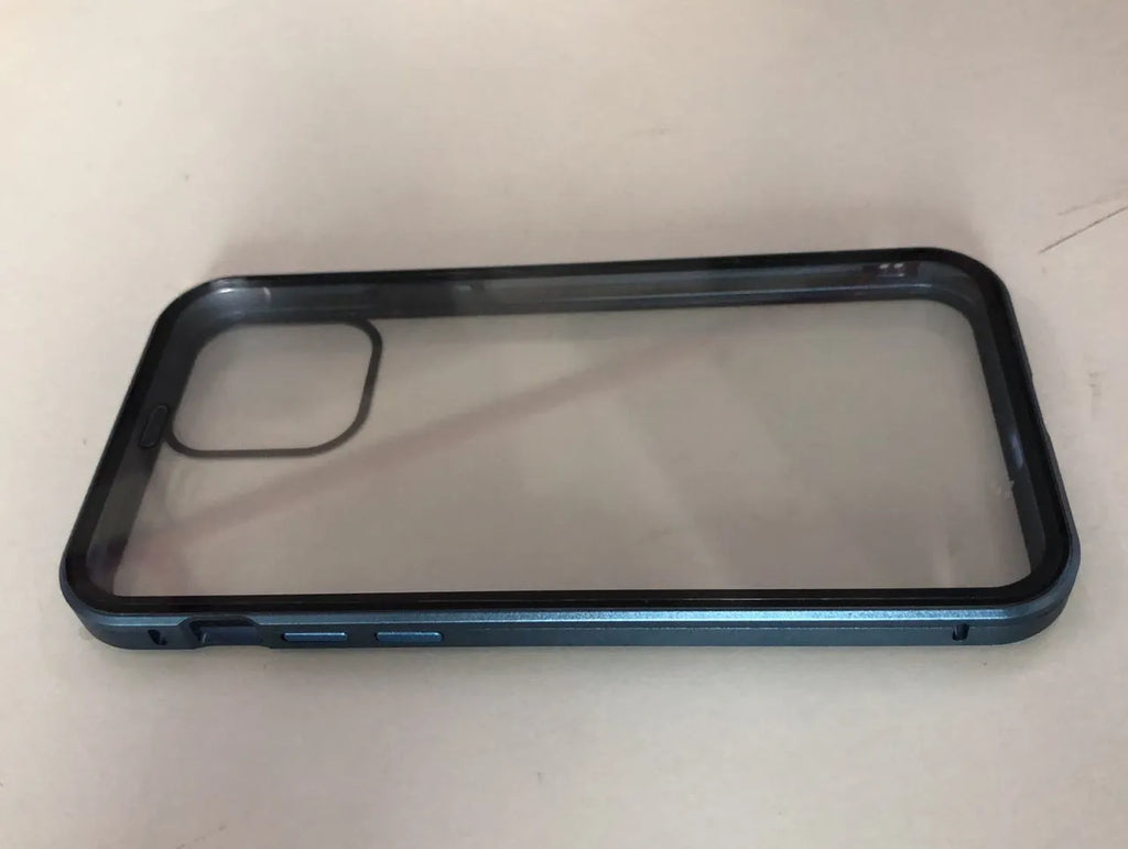 Glass anti-spy clamshell phone case in six colours for various iPhone models.