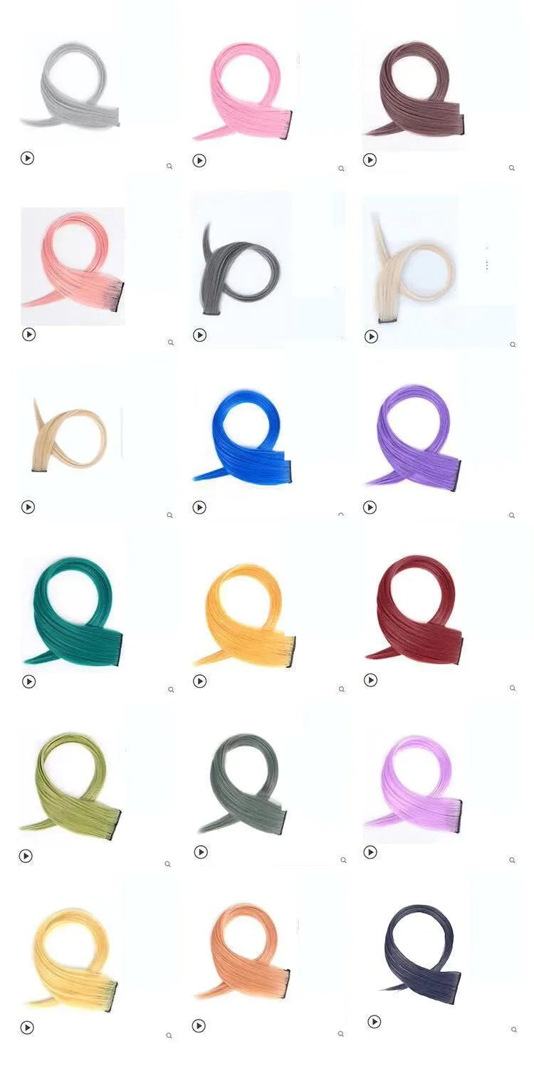Long curly gradient hair wig patch in mixed silk material measuring 60cm in various colour options