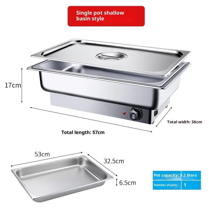 Commercial desktop insulated dining stove single basin shallow style metal plastic 640x460x300mm US 110V power supply