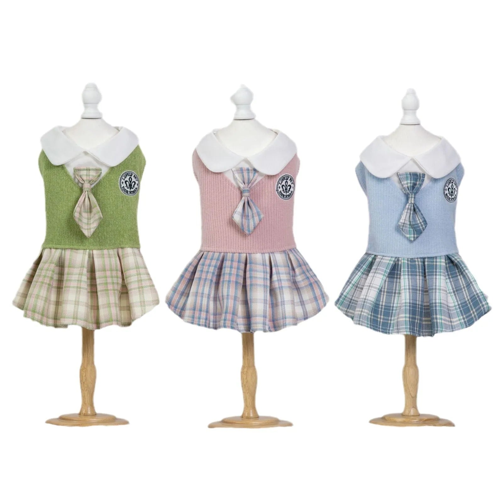 Tartan pattern pet skirt for dogs and cats in polyester princess style