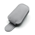 Car sunglasses holder made from PU leather clipped onto sun visor, beige colour, universal size