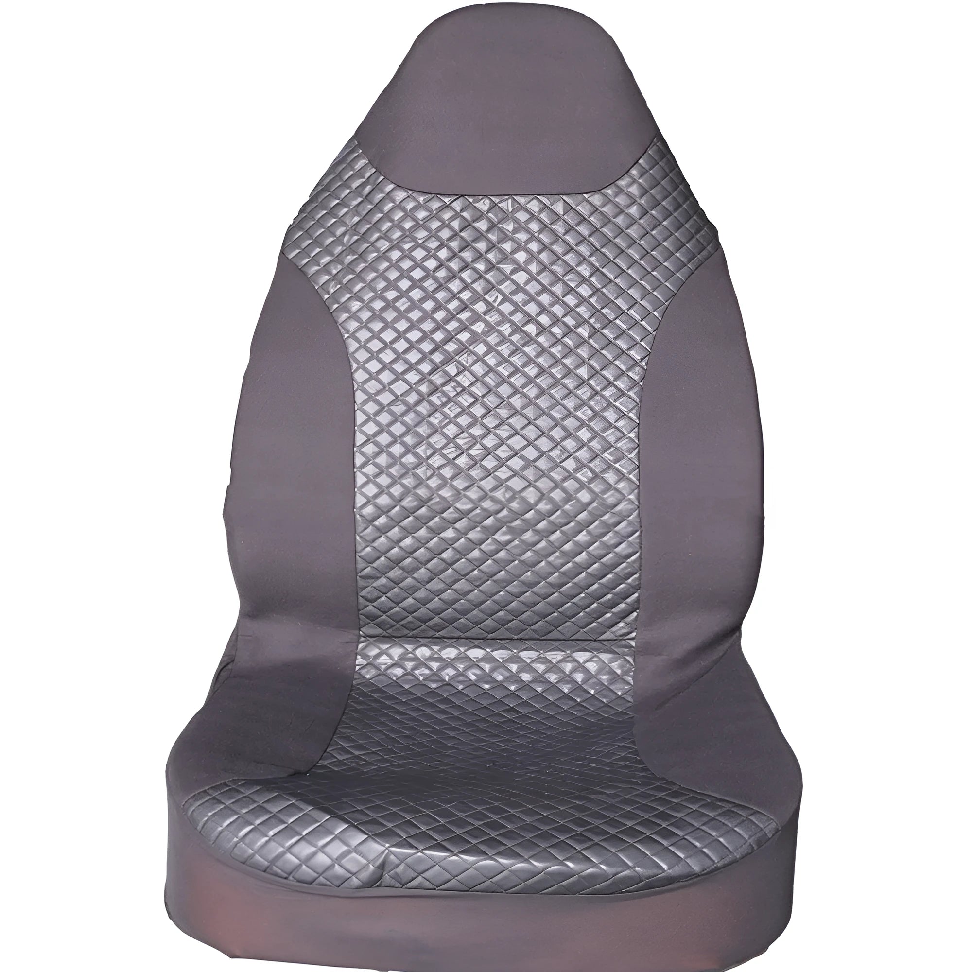 Black quilted universal car seat cover with plastic hook fastening system