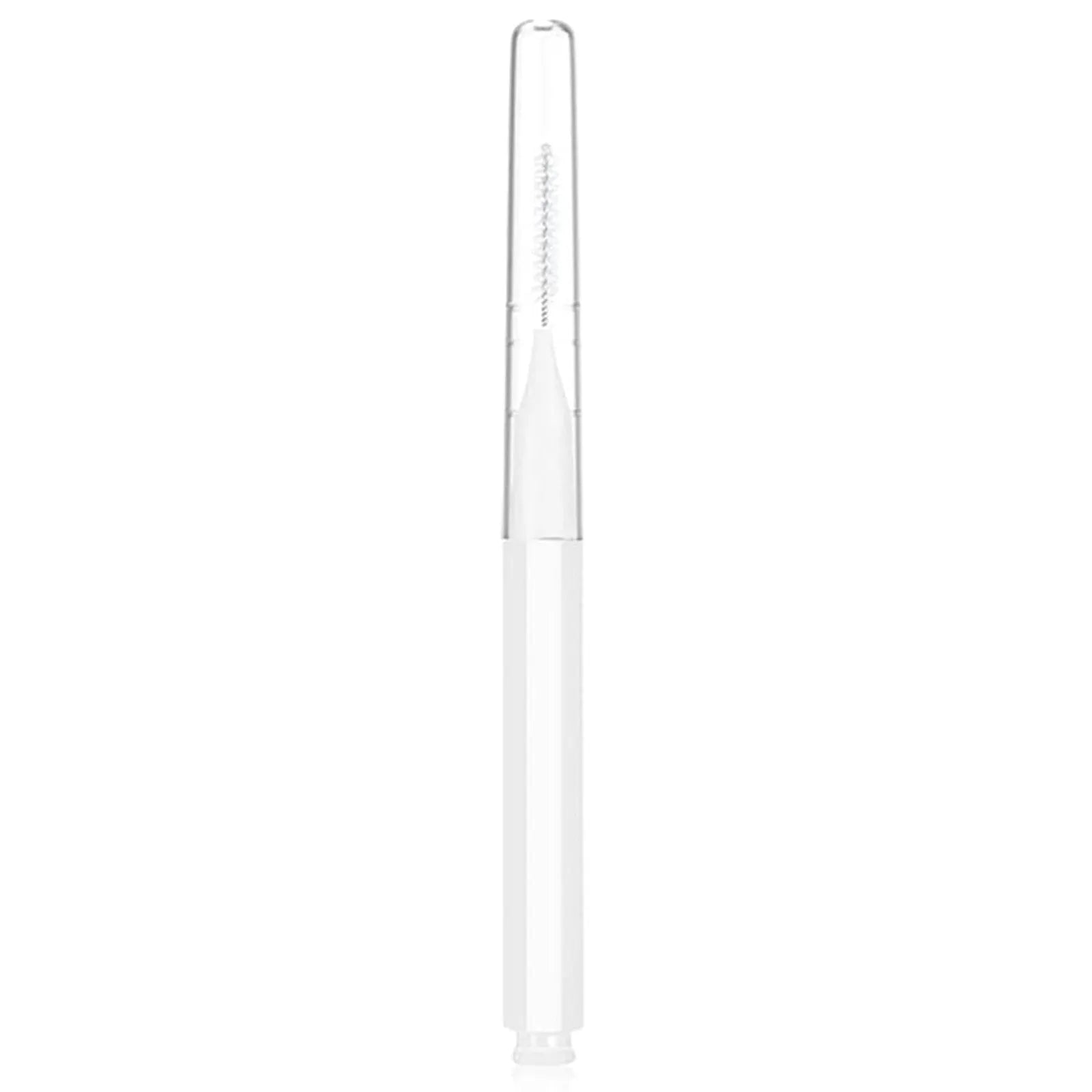 Micro eyebrow and lash brush set with caps in five colours including black and purple, with spoolies and angled brushes