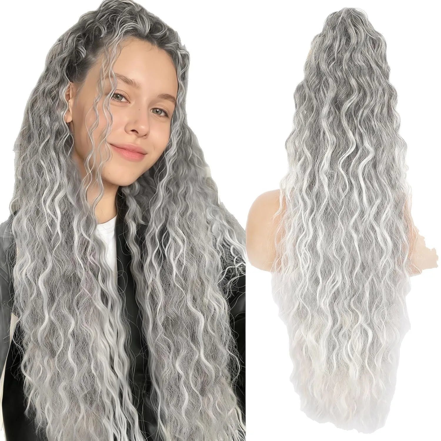 30 inch grip ponytail fluffy long curly synthetic hair horse tail wig in high temperature fibre