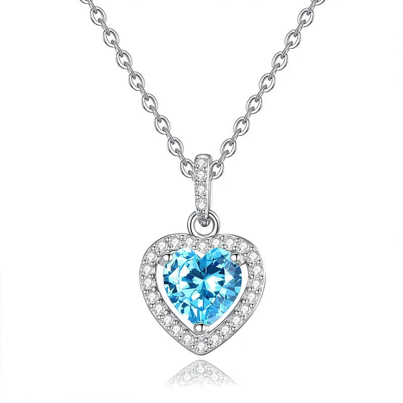 Heart shaped amethyst pendant on a 925 sterling silver cross chain necklace for women
