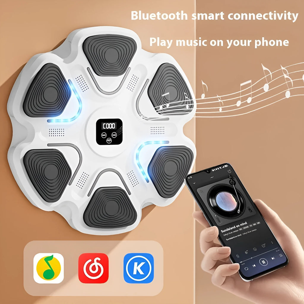 Smart music boxing machine wall target with electronic reaction system and 6-digit music focus