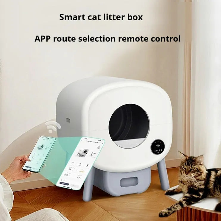 Automatic self-cleaning cat litter box with large 76L capacity and ABS plastic construction