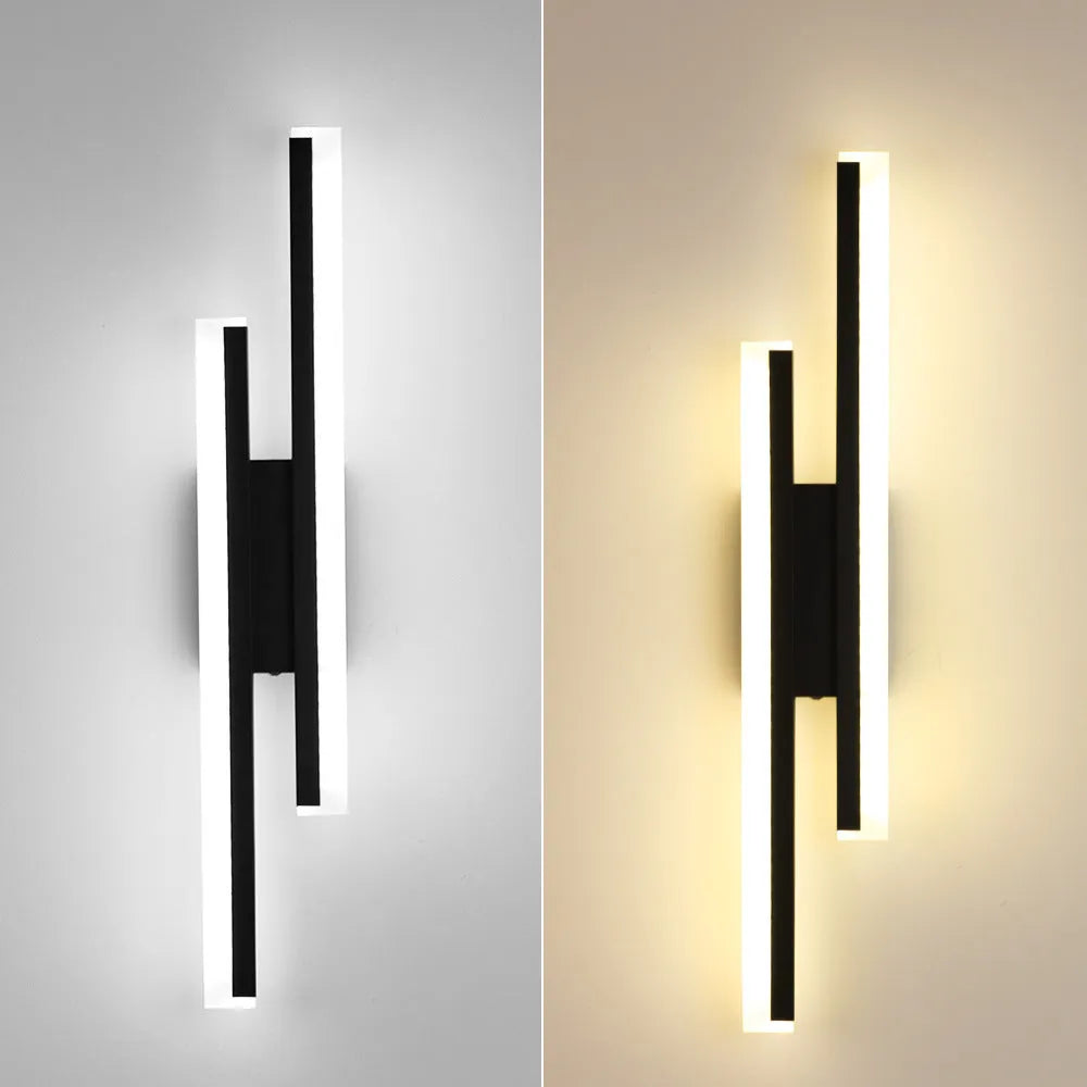 Gold double line wall lamp, 500mm long, with modern design.