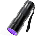 Black aluminium UV flashlight for detecting pet urine stains and insects