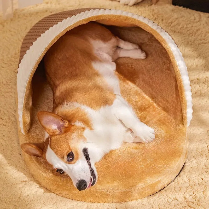 Blue dog nest sleeping bag with removable inner pad for small and medium dogs
