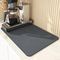 Super absorbent dish drying mat with PU leather surface and non-slip rubber backing, 30x40cm size in black