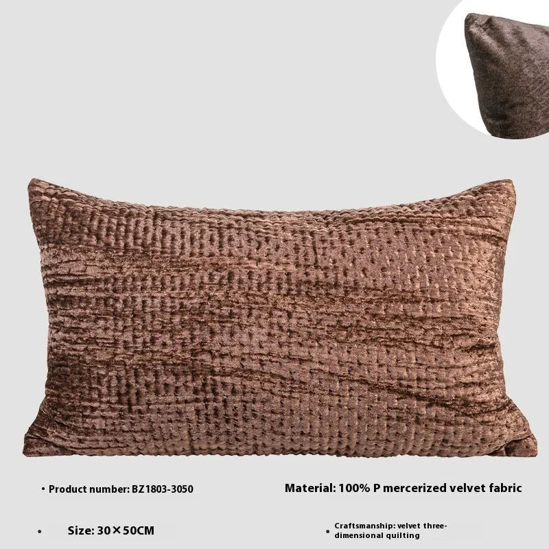 Antique style quilted cushion and waist pillow in mercerised velvet with feather velvet filling.