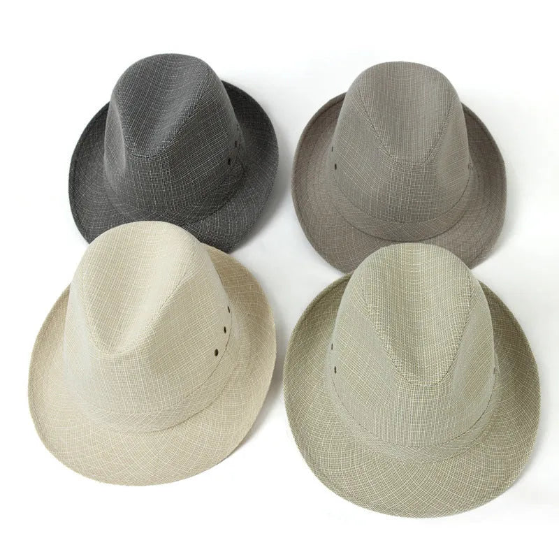 Classic brown fedora hat for men on a stand, showing the brim and structured crown.
