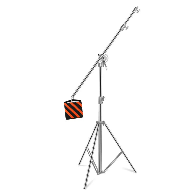 Stainless steel cross arm ceiling lamp rack extended to 3.8 metre height with silver finish