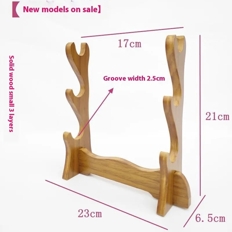 Handmade Chinese style wooden bracket shelf with multiple layer options on a wall.