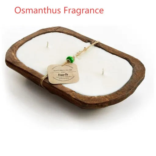 Lavender wooden basin aromatherapy candle with three wicks, soy wax, 230g net content.