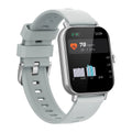 Black Bluetooth smart watch with curved touch screen displaying heart rate on wrist.