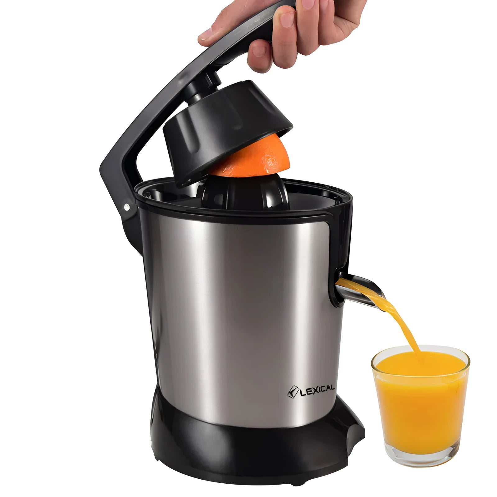 Stainless steel electric citrus juicer with round feeding port for lemon and orange processing