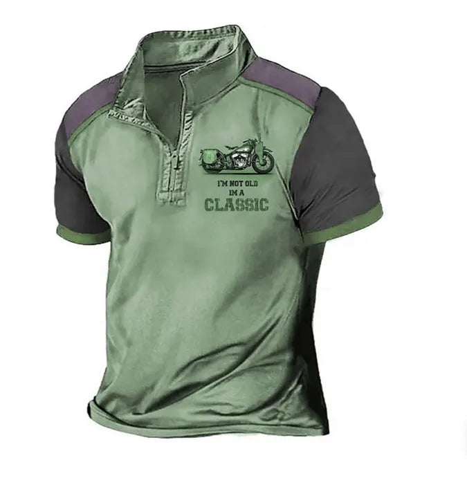 Golf polo shirt with 3D printed design in solid colour on bird eye polyester fabric