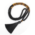 Handmade tiger eye stone tassel pendant necklace bracelet set on ball bead chain unisex drop shape national style