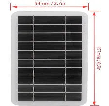 2W 5V portable solar panel charger with USB output, 157x94mm size, polycrystalline silicon and EVA lamination