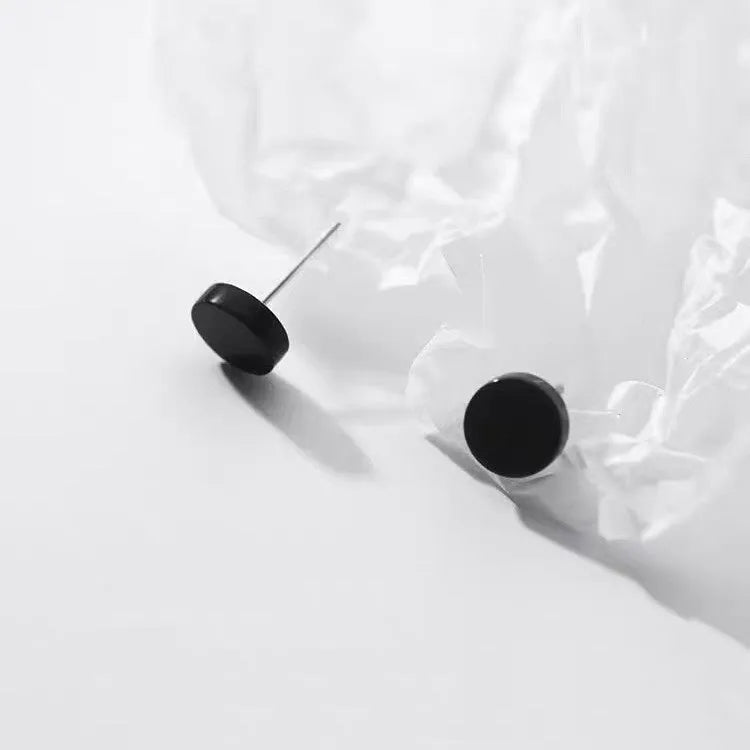 Sterling silver geometric round stud earrings in multiple sizes from 3mm to 8mm