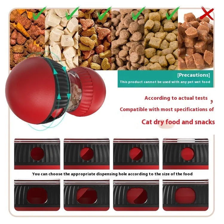 Plastic rotating cat toy with food dropping ball and sound super ball