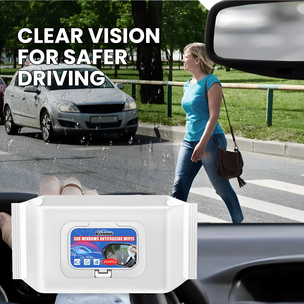 Car anti-fog rainproof wipes 40pcs in compact pack with water-base resin and non-woven fabric for windscreens