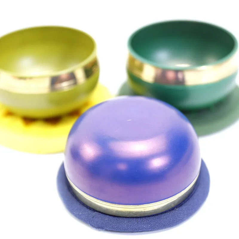 Handmade Himalayan singing bowl in colourful design for meditation and yoga
