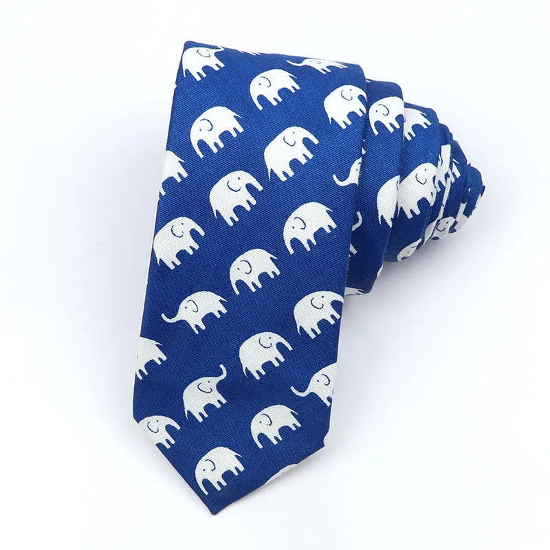 Narrow Korean-style cotton bow tie with a colourful cartoon print pattern.
