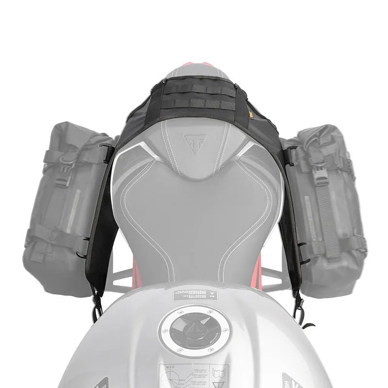 Black polyester motorcycle fuel tank mount base saddle 100x40cm on a bike tank surface