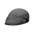 Men's cotton linen breathable beret pure colour dome crown cap in dark gray free size adjustable