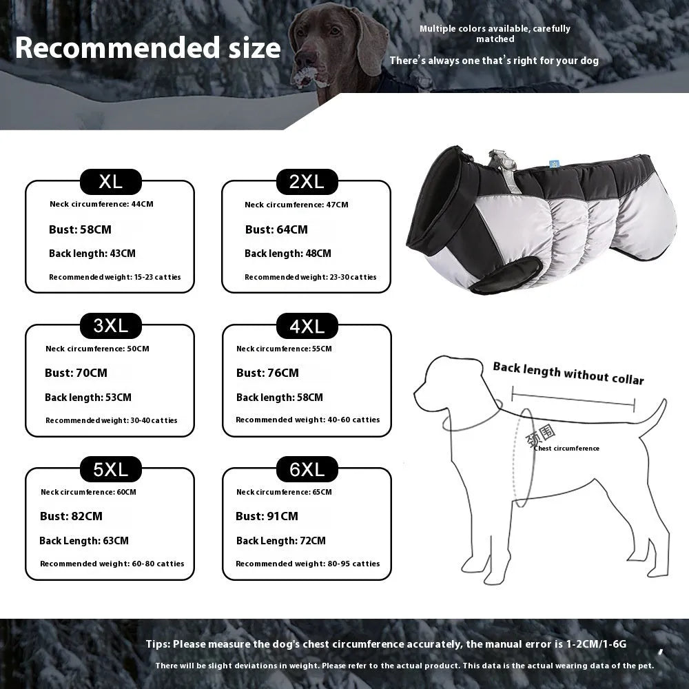 Reflective waterproof polar fleece pet winter coat for large dogs in black