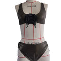 Black 3D stereo triangle swimsuit top for women, polyester, sleeveless, beach swimwear